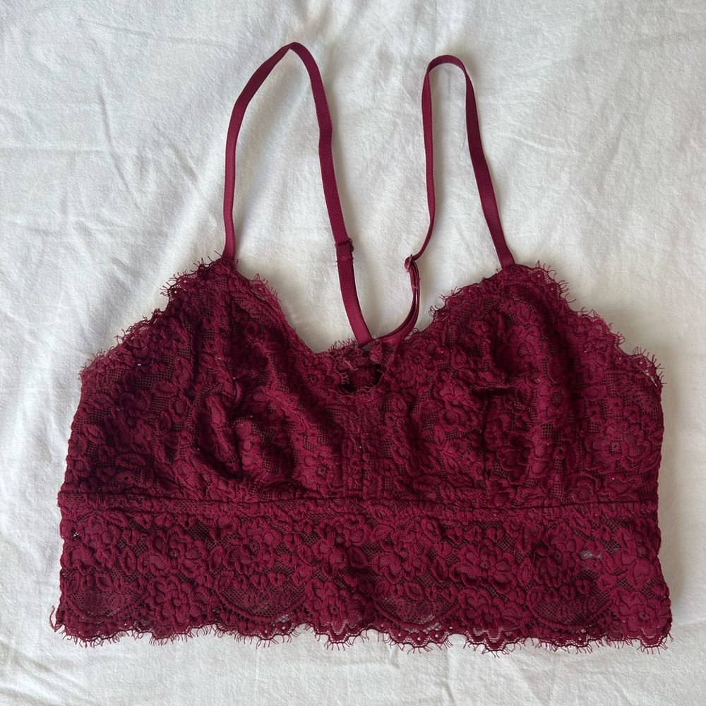 Aerie Lace Bralette in Wine